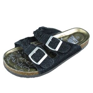 Muk-Luk  Women Slide Sandal Shoes Size 6 Medium Black‎ Synthetic
